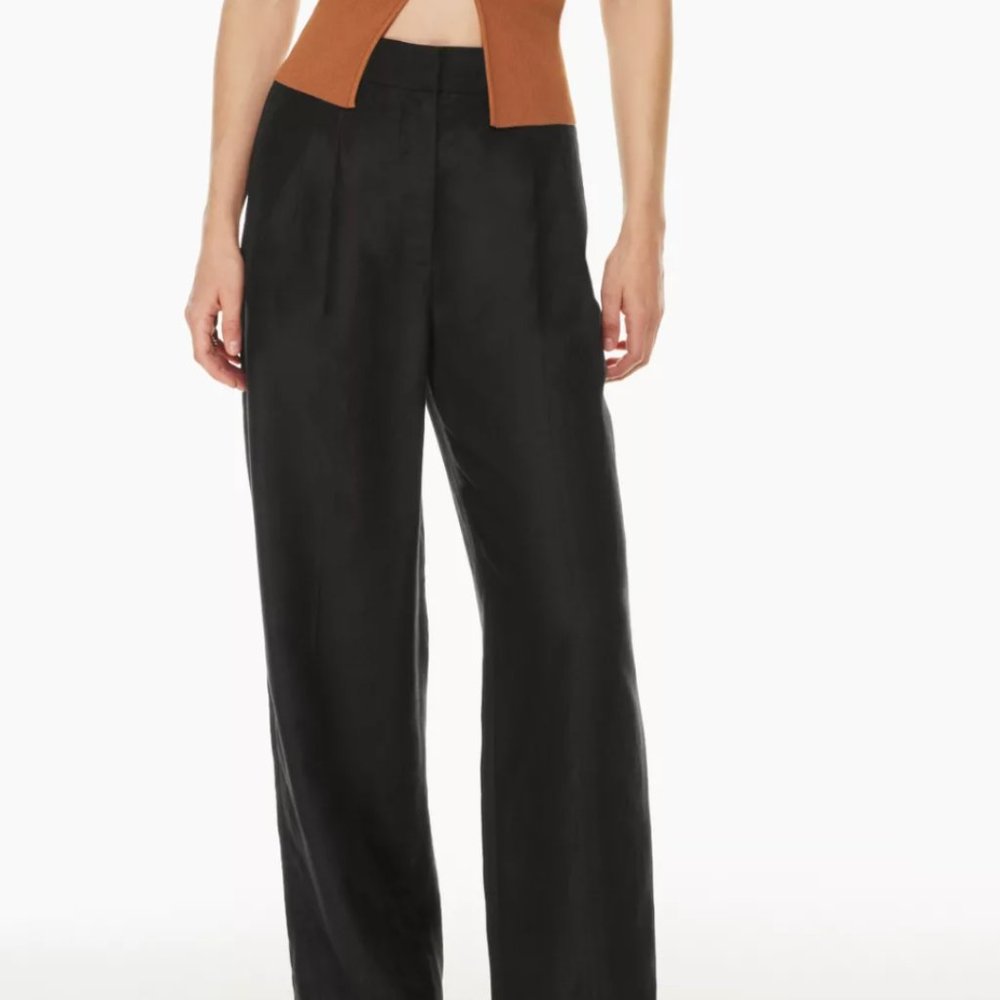 NEW! Aritzia Wilfred The Effortless Pant™ Linen - Black Size 8